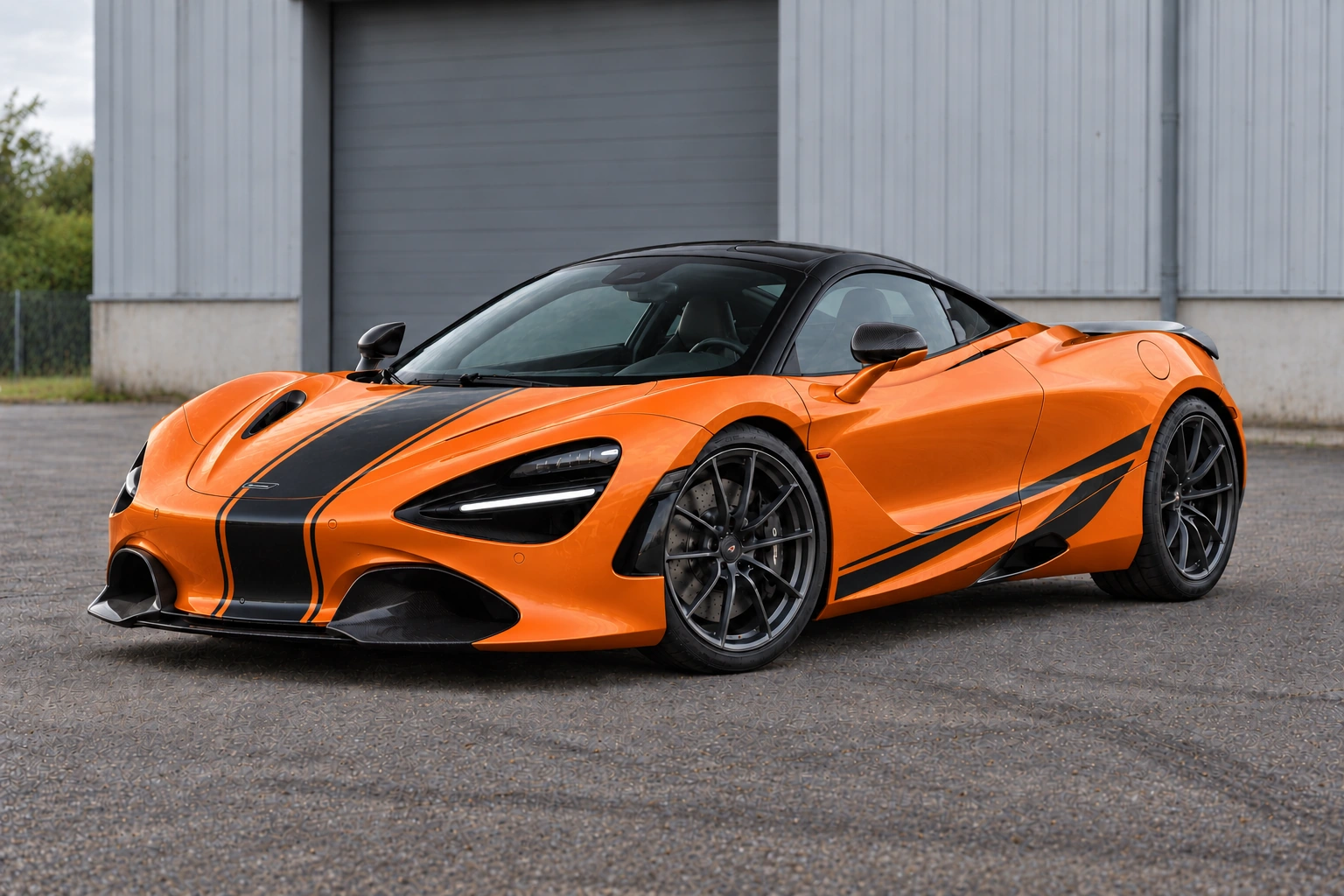 Même McLaren avec covering orange papaye et graphisme racing noir